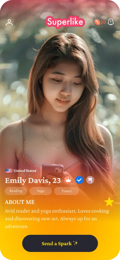 A beautiful women opening Superlike app on cellphone